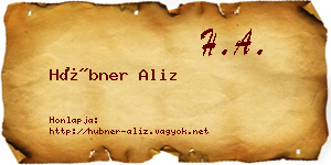 Hübner Aliz névjegykártya